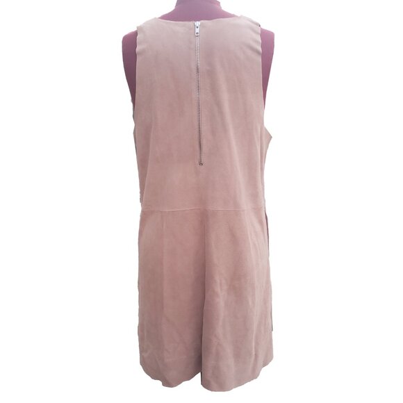 Free People Retro Love Pink Suede Shift Dress V Neck Sleeveless Pockets Medium - Picture 6 of 10